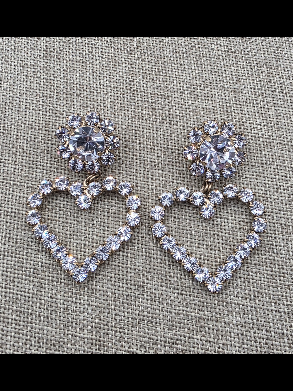 Loren Hope Gold-Tone Clear Crystal Heart Drop Earrings